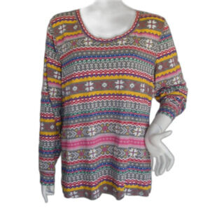TORRID Sleep Shirt, 2/2X, Multicolor Fair Isle print, Long sleeve, Rayon/Spandex